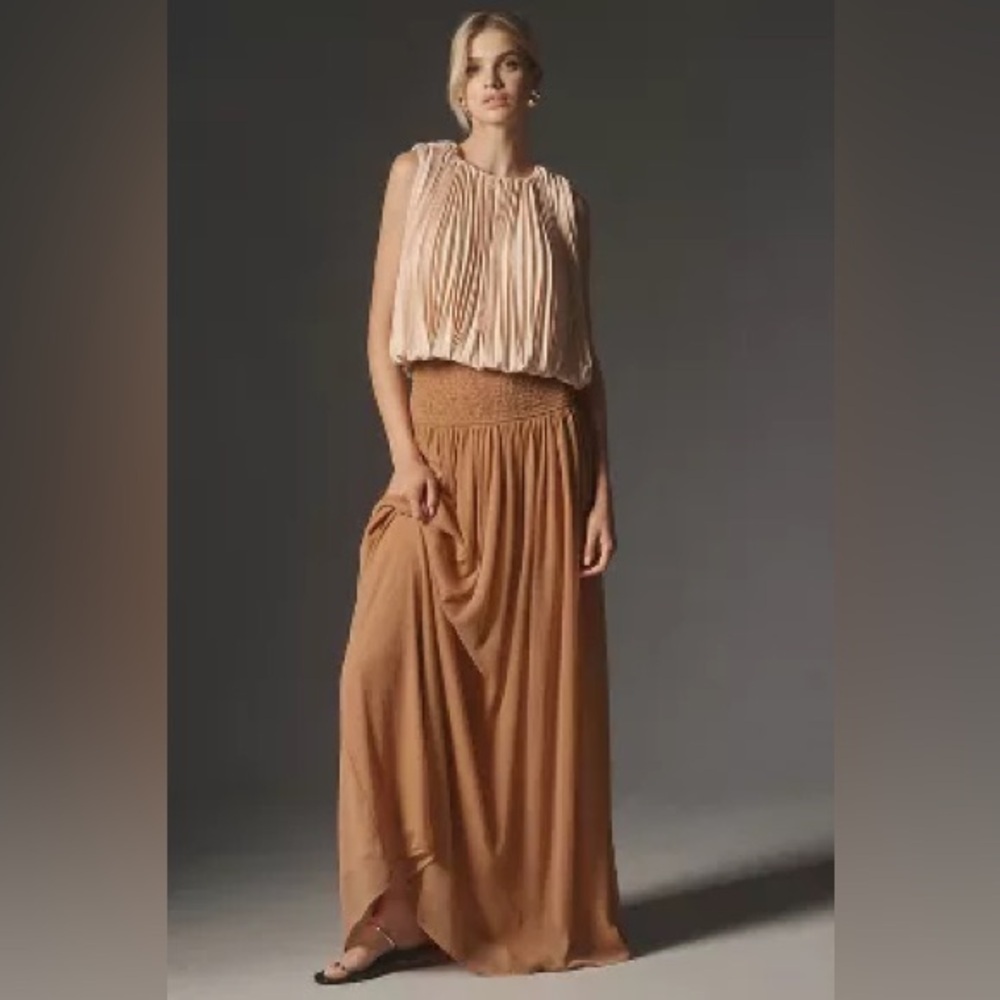 Anthropologie | BY ANTHROPOLOGIE SMOCKED SHEER MAXI SKIRT | Small | NWT